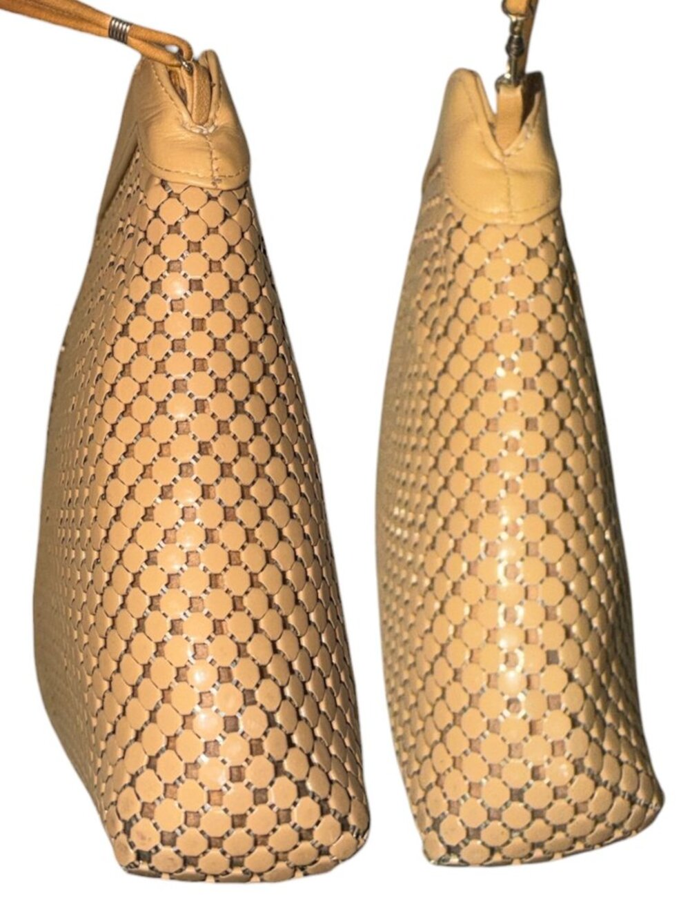 VTG Whiting & Davis Mesh Handbag Beige Metal Chainmail 3-way Bag 80s USA Clutch - Picture 8 of 12